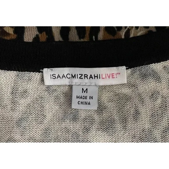 ISAAC MIZRAHI LIVE! BLACK & BROWN FLORAL ANIMAL PRINT CARDIGAN SWEATER SIZE M - Picture 4 of 4